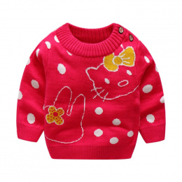 Dzieci Znosić Ubrania Dla Gir wokół szyi sweter jesień zima ciepłe double layer cartoon polka dot dziewczyny sweter kurtka