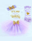 0-12 m Niemowląt Baby Girl Ubrania 4 sztuk Odzież Księżniczka Sukienki Stocking Pałąk Newborn Kid Ubrania Pierwsze Urodziny stro