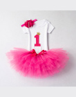 Letnie Dziecko Dziewczyny Urodziny Stroje Sukienki dla 1st Pierwsze Urodziny Party Romper + Pałąk 1 Rok Chrzciny Tutu Sukienka 3