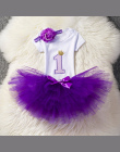 Letnie Dziecko Dziewczyny Urodziny Stroje Sukienki dla 1st Pierwsze Urodziny Party Romper + Pałąk 1 Rok Chrzciny Tutu Sukienka 3