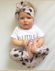 Lato niemowląt baby girl ubrania bawełna nadrukowane litery t-shirt + spodnie + pałąk maluch 3 sztuk outfit newborn baby girl od