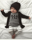 2018 Jesień Baby Boy Ubrania Dla Dzieci Zestaw Odzieży Mody Bawełny Z Długim rękawem List T-shirt + Spodnie Noworodka dziewczynk