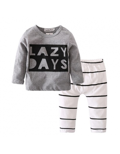 2018 Jesień Baby Boy Ubrania Dla Dzieci Zestaw Odzieży Mody Bawełny Z Długim rękawem List T-shirt + Spodnie Noworodka dziewczynk