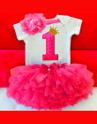 Ai Meng Baby Girl Ubrania 1st Birthday Cake Smash Stroje Odzież Dla Niemowląt Ustawia Romper + Spódnica Tutu + Kwiat Cap newborn