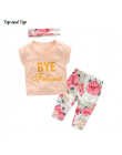 Top i Top Moda Cute Toddler Dziewczyny Odzież Ustaw Z Krótkim Rękawem T-shirt + Spodnie + Pałąk Baby Girl letnie Ubrania