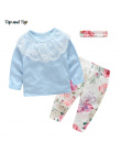 Top i Top Moda Cute Toddler Dziewczyny Odzież Ustaw Z Krótkim Rękawem T-shirt + Spodnie + Pałąk Baby Girl letnie Ubrania
