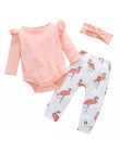 2018 Cute Dziewczynka Ubrania Malucha Dzieci Topy + Flamingo Druku Spodnie Legginsy z Pałąkiem na głowę 3 sztuk zestaw Dla Niemo