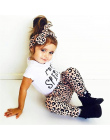 Letnie dziecko dziewczyna leopard ubrania moda bawełniana koszulka + spodnie + pałąk dzieci maluch 3 sztuk garnitur noworodka dz