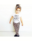 Letnie dziecko dziewczyna leopard ubrania moda bawełniana koszulka + spodnie + pałąk dzieci maluch 3 sztuk garnitur noworodka dz
