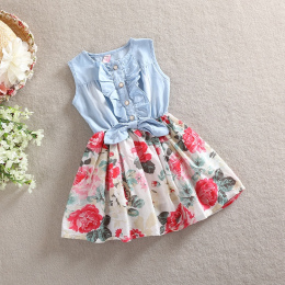 BibiCola 2018 dziecko dziewczyny kwiat sukienka lato Floral odzież newborn maluch bez rękawów bawełna dorywczo kamizelkę suknie 