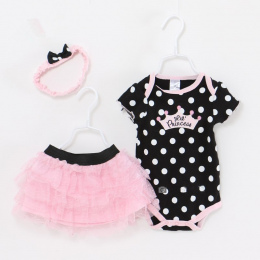 Baby Girl Ubrania Noworodka 3 Sztuka Suits Krótkie Romper + Spódnica Tutu + Pałąk Letnie Dziewczyny zestawy Odzieżowe dla Niemow