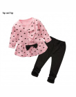 2017 New Baby Girl Set w kształcie Serca Druku Łuk Słodkie 2 SZTUK Kid zestaw T shirt + Spodnie Księżniczka Cute Dzieci Odzież U