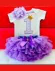 Niemowlę Pierwsze Urodziny Stroje Dziewczynka Ubrania Zestawy Newborn Maluch Girl Chrzest Party Wear Dziewczynka Jeden Rok Odzie