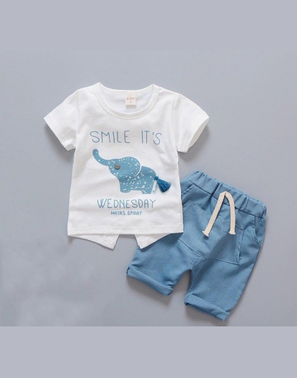 Newborn Baby Boy Ubrania Odzież Dla Niemowląt Lato Krótki Rękaw Koszulki Topy Paski Spodnie Dzieci Bébés SuitsToddler Stroje Zes