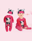 (Zwierząt baby boy ubrania) ubrania dla dzieci romper krowa/panda/lew/tiger długi rękaw romper z cute kapelusz