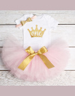 1st Urodziny Stroje Odzież Baby Girl Puszyste Balet Spódnice z Pałąkiem na Głowę Dla Dzieci Bawełna Romper Niemowląt Odzież Garn