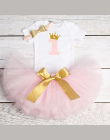1st Urodziny Stroje Odzież Baby Girl Puszyste Balet Spódnice z Pałąkiem na Głowę Dla Dzieci Bawełna Romper Niemowląt Odzież Garn
