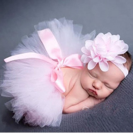 Newborn Fotografia Rekwizyty Niemowlę Kostium Outfit Księżniczka Cute Handmade Kwiat Cap Dziewczynko Lato Mesh Tutu Spódnica JK9