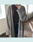 Koreański Długi Sweter Kobiety Jesień 2017 Moda Długi Sweter Z Dzianiny Kobieta Powiększone Topy Przypadkowy Upadek Czarny Płasz