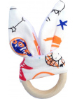 Baby Boy Bunny Ear Gryzak-Bezpieczne Organicznych Drewna Ząbkowanie Pierścień, Ryby, Pled, Wybór Kolorów, prysznic Prezent