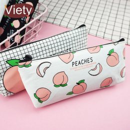 Nowe płótno Owoc Brzoskwinia piórnik szkolny piórniki dla dziewczyny piśmiennicze płótno torba ołówek estojo escolar szkolne