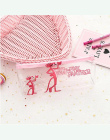Kawaii Flamingo Piórnik śliczne Przezroczysty szkoła ołówek torba dla dziewczyn biurowe etui Biuro szkolne Escolar