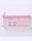 Cute Cat Piórniki dla dziewczyny Różowy PCV przejrzyste pióro torba Szkolne Biurowe etui Śliczne Piórnik canetas escolar
