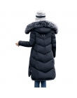 2018 zima kobiety płaszcz z kapturem futra kołnierz zagęścić ciepłe długa kurtka kobiet plus size 3XL kurtki parka panie chaquet