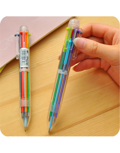 New Arrival 1 sztuk Nowością Wielokolorowy Długopis Wielofunkcyjny 6 In1 Kolorowe Biurowe Kreatywny Artykuły Szkolne
