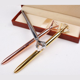 2018 Metalowa obudowa długopis Karatowy diamentowy pierścionek Kryształ pen ślub pani biuro szkolne prezent pióro kulkowe Rose z