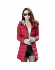 2018 kobiet zimy z kapturem ciepły płaszcz plus size cukierki kolor bawełny wyściełane kurtki kobiet długi parka kobiet watowe j