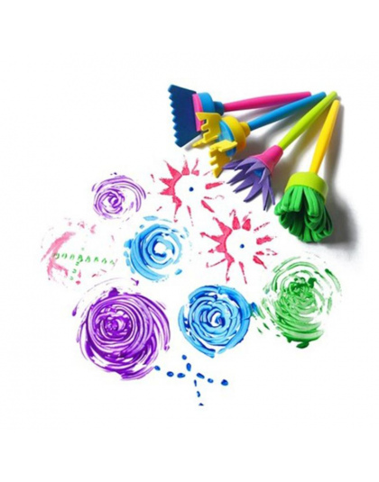 4 sztuk/zestaw Obrócić Wirowania Gąbka Pędzla Farba Dzieci Dzieci Flower Graffiti Art Malarstwo Rysunek Zabawki Narzędzia Szkoła