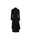 Jesień Zima Kobiety Swallowtail Wełniany Długie Czarne Wykop Trapezowy Szczupła Blazer Dress 4XL 5XL Plus Size Goth Trench Znosi