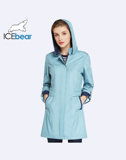 ICEbear 2018 Kobiet Płaszcz Wysoka Jakość Jesień I Wiosna Długi Trencz Dla Kobiet Wiatrówka Hat Odpinany 17G116D