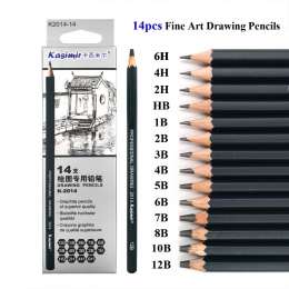 Najlepsza Jakość 14 sztuk/zestaw 12B 10B 8B 7B 6B 5B 4B 3B 2B B HB 2 H 4 H 6 H Grafit Szkicowania Ołówki Profesjonalny Ołówek Ze