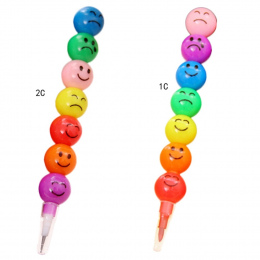 Szczęśliwy Rysunek Śliczne 7 Kolory Stacker Swap Smiley Face Kredki Kolor Wody Długopisy dla Dzieci Prezent Niebieski Zielony Żó