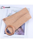 Conmoto drewniany przycisk pas dla kobiet elastyczny słomy pasek dekoracyjny dla pasek do garnituru na co dzień pas kobiet akces