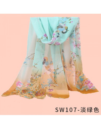 2019 nowy moda damska damskie średniej długości szyfonowa Stole Scrawl kwiat drukowane miękki szalik