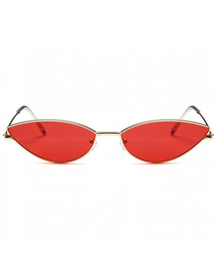 Metalowa rama kobiety Cat Eye okulary przeciwsłoneczne śliczne Sexy marka projektant lato Retro mała ramka czarny czerwony Catey