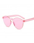 Kolorowe okulary przeciwsłoneczne damskie męskie wąskie okrągłe bez ramkowe modny koci kształt czarne różowe niebieskie