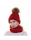 2019 kobiet czapki z szalikiem ciepły polar wewnątrz Beanie dziewczyny czapka zimowa dla kobiet prawdziwe futro z norek pompon f