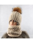 2019 kobiet czapki z szalikiem ciepły polar wewnątrz Beanie dziewczyny czapka zimowa dla kobiet prawdziwe futro z norek pompon f