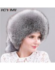 ICYMI cały kawałek futra lisa kapelusz z ogon kobiety czapka zimowa prawdziwe futro kapelusz moda rosyjska uszanka grube ciepłe 