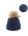 2019 kobiety czapka zimowa ciepły polar wkładka czapka futro czapki dla kobiet prawdziwe pompon futrzany kapelusz rodzic dziecko