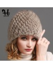 FURTALK futra norek czapka kapelusz kobiety zimowa z dzianiny z dzianiny kapelusz rosyjski kobiet luksusowa marka czapka z futra