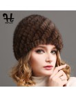 FURTALK futra norek czapka kapelusz kobiety zimowa z dzianiny z dzianiny kapelusz rosyjski kobiet luksusowa marka czapka z futra