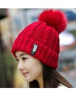 Ciepłe zimowe skullies czapki z dzianiny kapelusz kobiety marka wysokiej jakości zima kobiety piłka narciarski wełny futro kapel