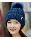 Ciepłe zimowe skullies czapki z dzianiny kapelusz kobiety marka wysokiej jakości zima kobiety piłka narciarski wełny futro kapel