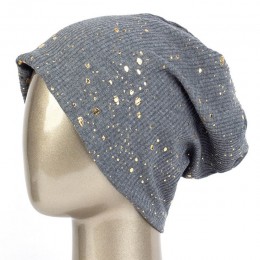 Damskie Splatter farba czapka zimowa jesień metaliczny kolor prążkowana bawełna Slouchy czapki dla Femme panie czarny brązujący 