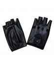 Moda 1 para Half Finger rękawice jazdy kobiet modne rękawiczki Pu skórzane rękawiczki bez palców czarne damskie ręczne rękawiczk